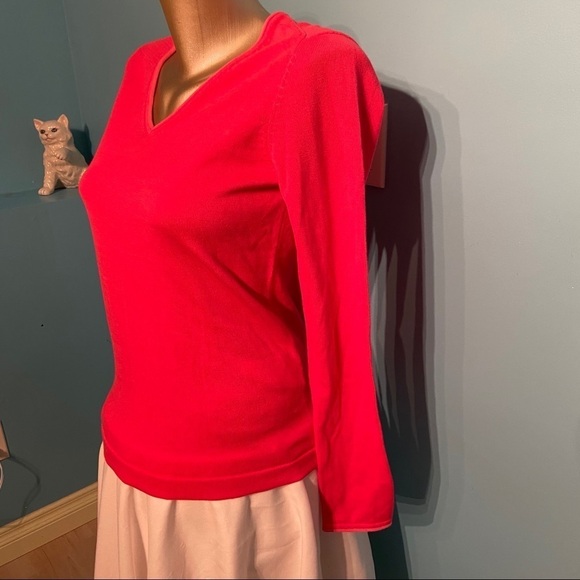Women’s  Olsen‎ pink 100% cotton v-neck sweater - Picture 2 of 6